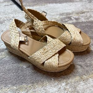 Soda Beige Woven Platform Sandals